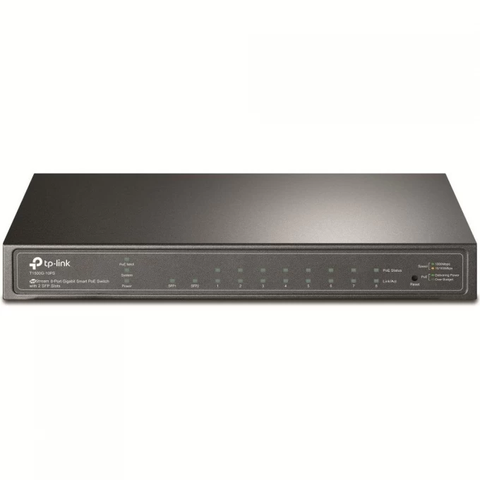 Коммутатор TP-LINK 8-портовый Smart PoE с 2 SFP-слотами T1500G-10PS (TL-SG2210P) Коммутатор TP-LINK 8-портовый Smart PoE с 2 SFP-слотами T1500G-10PS (TL-SG2210P)